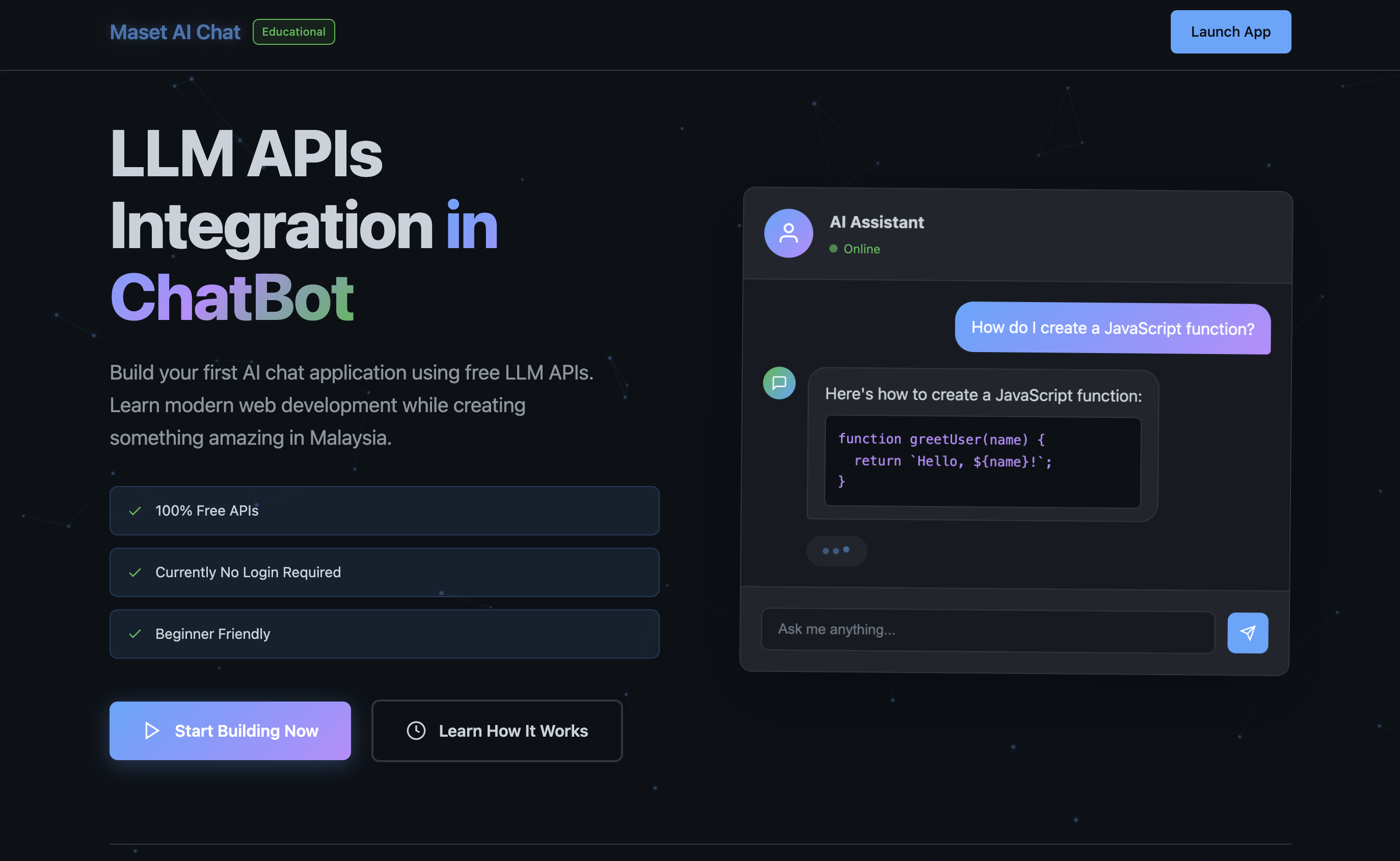 AI Chatbot Project with Large Language Model API